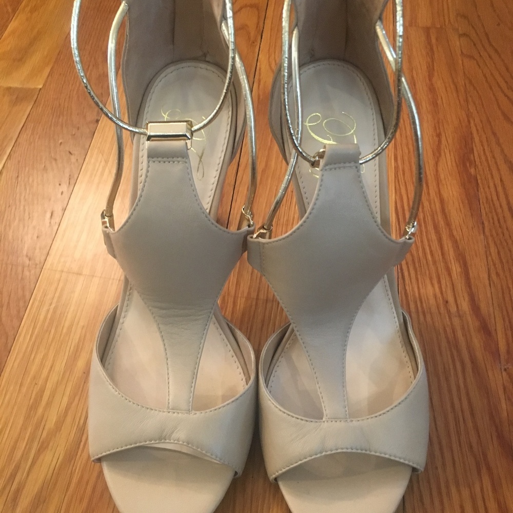 Fergie Nude Heels with Gold Accents